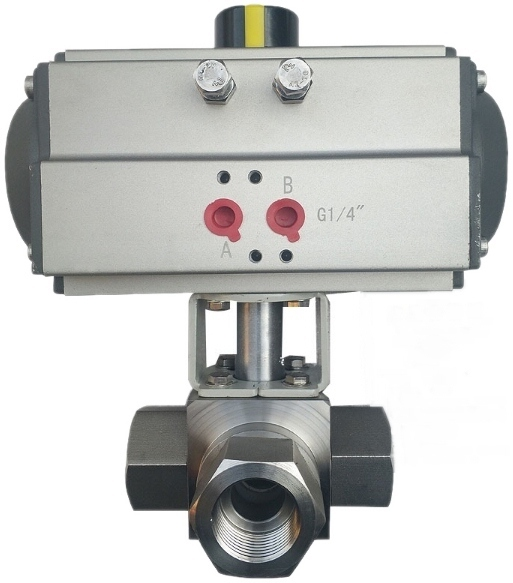 Q614F Q615F氣動內螺紋三通球閥（L型切換用、T型分流合流用）